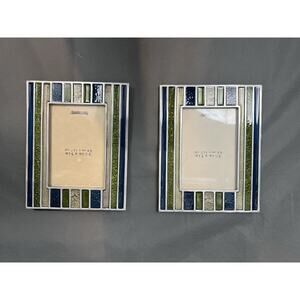 Two Pier 1 Imports Vintage photo frame multi-colored aluminum cloisonné 3.5x5